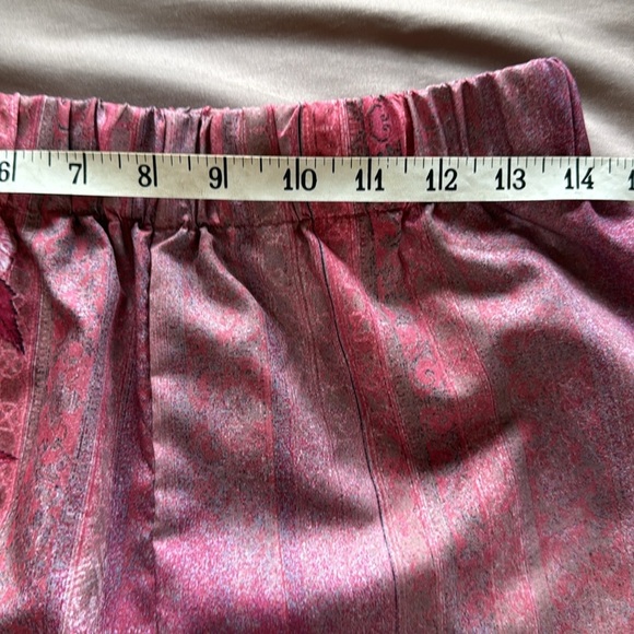 Boho Tulip Ankle Floral Pink & Red Wide-Leg Pants Elastic Waistband Pull-On - Picture 5 of 6